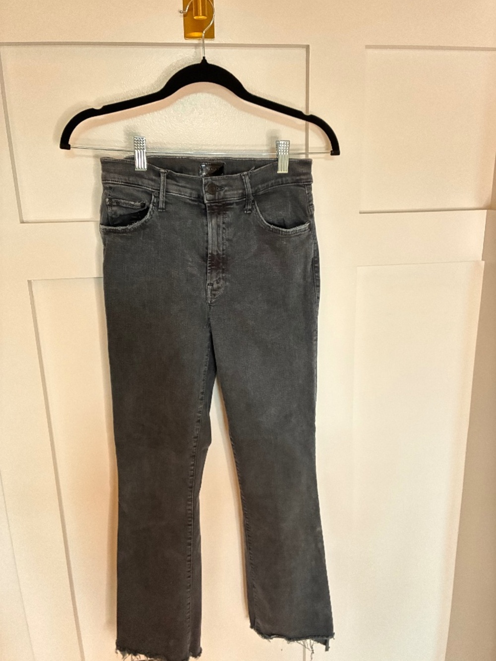 Mother dark gray Insider Crop Step Fray jeans